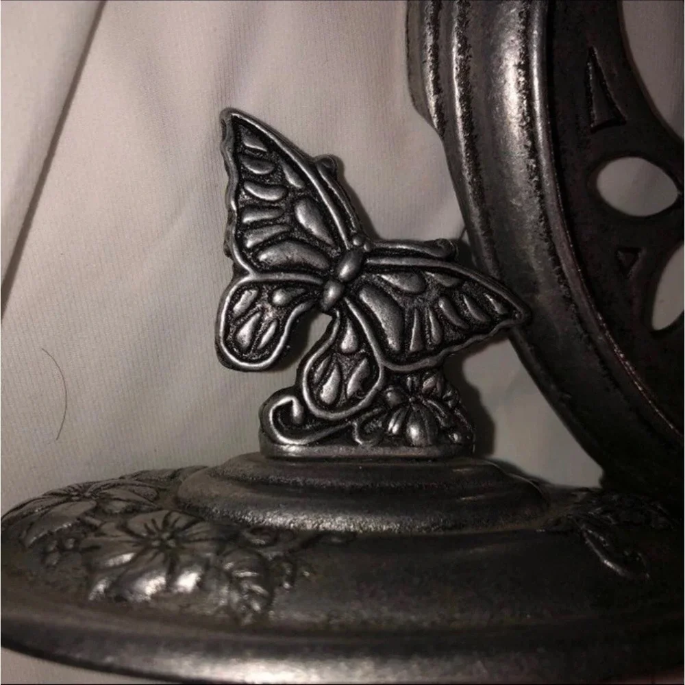 Carson‎ Pewter Butterfly Soap Dish-2001 Smoke Dome Oval 2 Piece Marked Vintage